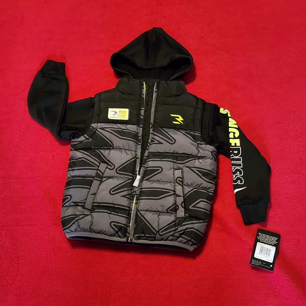NWT Nike 3BRAND Youth Boy's Russell Wilson Full Zip Vest Puffer Jacket 3T